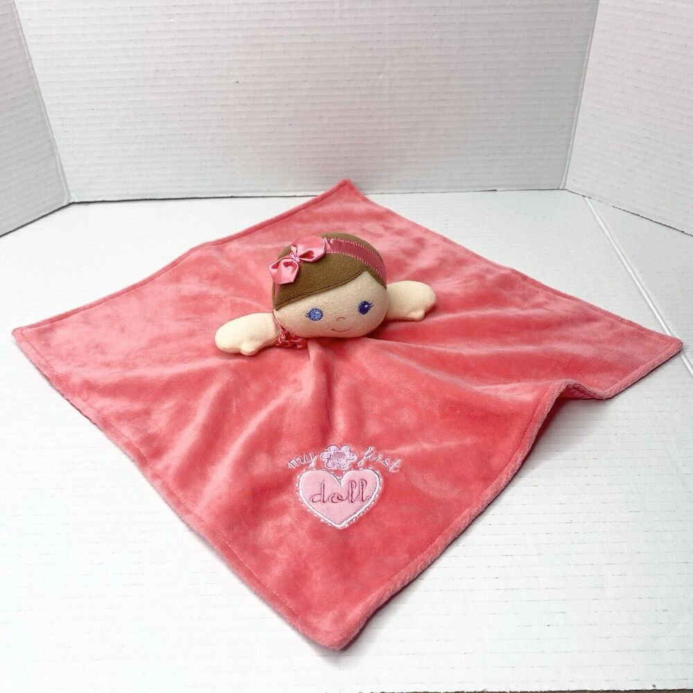 Baby Starters My First Doll Rattle Plush Lovey Security Blanket Pink Salmon
